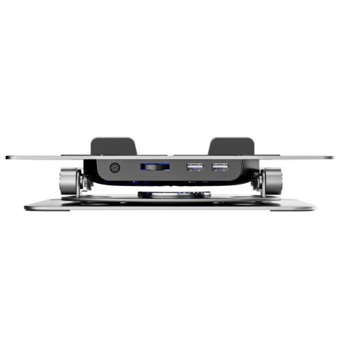 Podstawka chłodząca z obrotem 360 pod laptop tablet RGB - srebrna