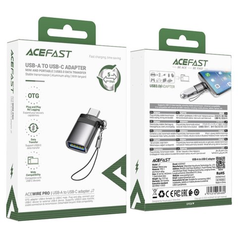 Adapter przejściówka USB-A - USB-C - szary