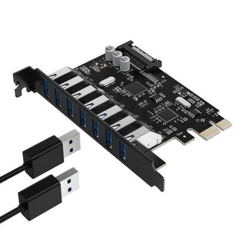 Karta rozszerzeń PCI-E - 7x USB 3.0 do komputera stacjonarnego - czarna