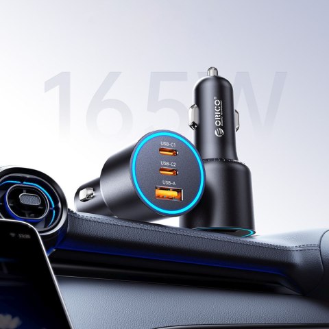 Ładowarka samochodowa USB-A USB-C 165W - czarna