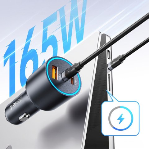 Ładowarka samochodowa USB-A USB-C 165W - czarna