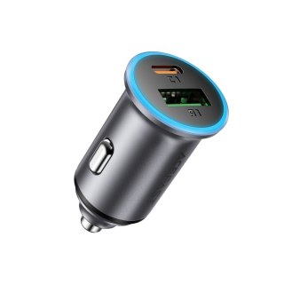 Ładowarka samochodowa USB-A USB-C 65W - szara