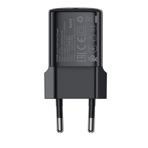 Ładowarka sieciowa USB-C GaN PD 20W - czarna