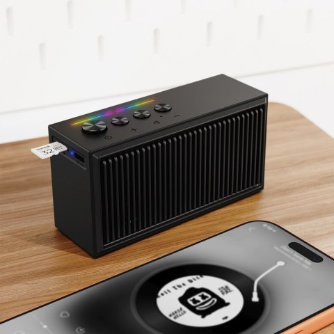 Głośnik bezprzewodowy z trybem stereo i ENC Bluetooth microSD TWS - czarny