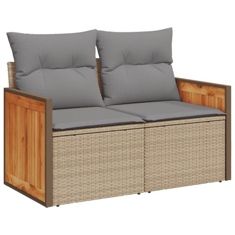 9-cz. zestaw mebli ogrodowych z poduszkami, beżowy, polirattan