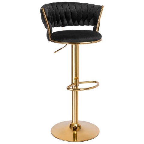 Krzesło barowe TRESSO GOLD welurowe czarne VELVET