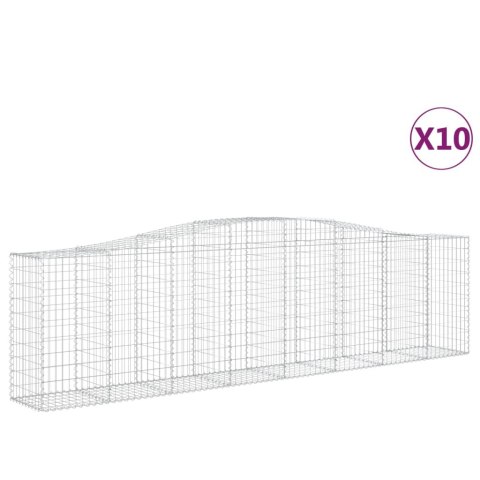 Kosze gabionowe, 10 szt, 400x50x100/120cm, galwanizowane żelazo