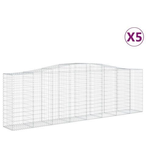 Kosze gabionowe, 5 szt, 400x50x120/140 cm, galwanizowane żelazo