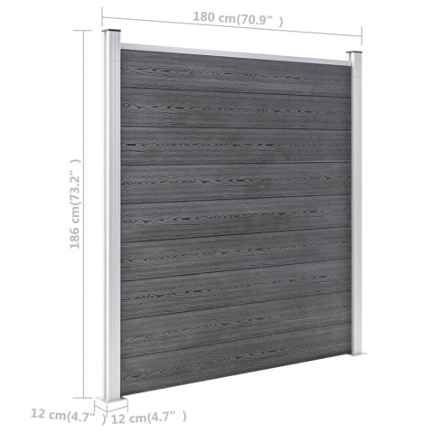Ogrodzenie do ogrodu, WPC, 526 x 186 cm, szare