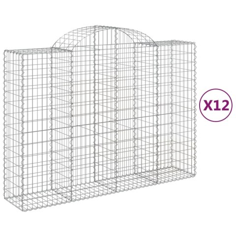 Kosze gabionowe, 12 szt, 200x50x140/160cm, galwanizowane żelazo
