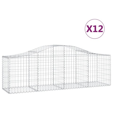 Kosze gabionowe, 12 szt, 200x50x60/80 cm, galwanizowane żelazo