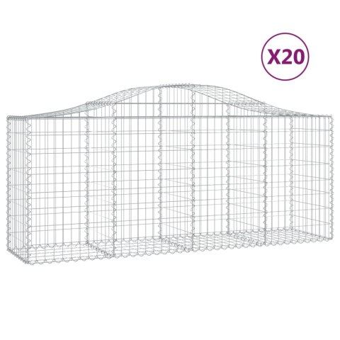 Kosze gabionowe, 20 szt, 200x50x80/100 cm, galwanizowane żelazo