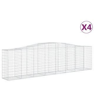 Kosze gabionowe, 4 szt, 400x50x100/120 cm, galwanizowane żelazo