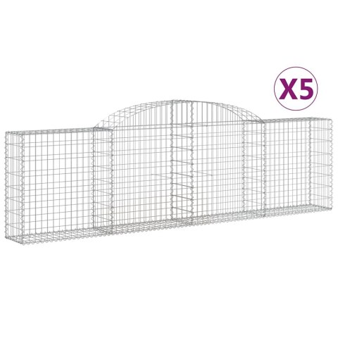 Kosze gabionowe, 5 szt., 300x30x80/100 cm, galwanizowane żelazo