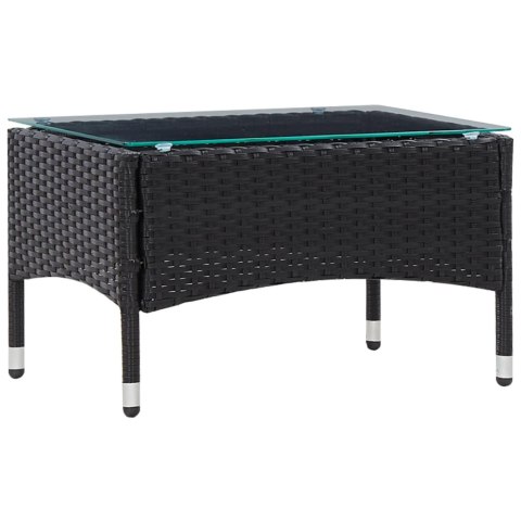 5-częściowy zestaw mebli do ogrodu, poduszki, rattan PE, czarny