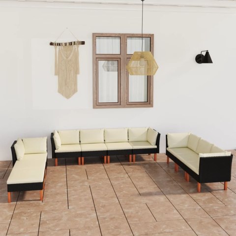 10-cz. zestaw mebli do ogrodu, poduszki, rattan PE, czarny