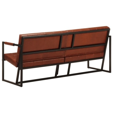 Sofa 3-osobowa, brązowa, naturalna skóra kozia