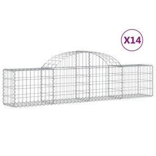 Kosze gabionowe, 14 szt, 200x30x40/60 cm, galwanizowane żelazo