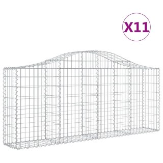 Kosze gabionowe, 11 szt, 200x30x80/100 cm, galwanizowane żelazo
