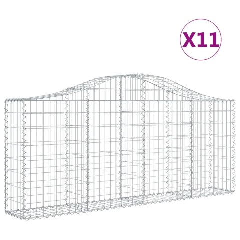 Kosze gabionowe, 11 szt, 200x30x80/100 cm, galwanizowane żelazo