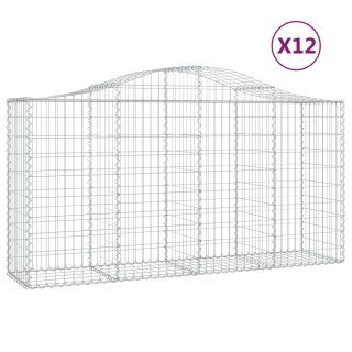 Kosze gabionowe, 12 szt, 200x50x100/120cm, galwanizowane żelazo