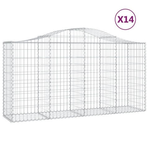 Kosze gabionowe, 14 szt, 200x50x100/120cm, galwanizowane żelazo