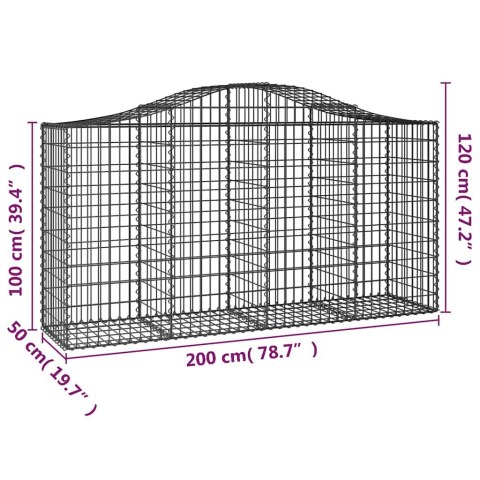Kosze gabionowe, 8 szt, 200x50x100/120 cm, galwanizowane żelazo