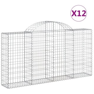 Kosze gabionowe, 12 szt, 200x30x100/120cm, galwanizowane żelazo