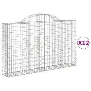 Kosze gabionowe, 12 szt, 200x30x120/140cm, galwanizowane żelazo