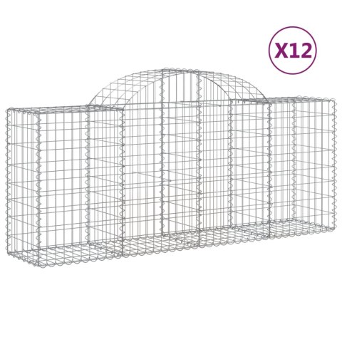 Kosze gabionowe, 12 szt, 200x50x80/100 cm, galwanizowane żelazo