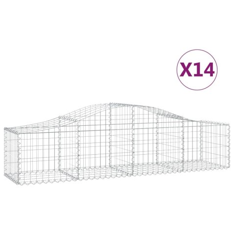 Kosze gabionowe, 14 szt, 200x50x40/60 cm, galwanizowane żelazo