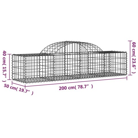 Kosze gabionowe, 15 szt, 200x50x40/60 cm, galwanizowane żelazo