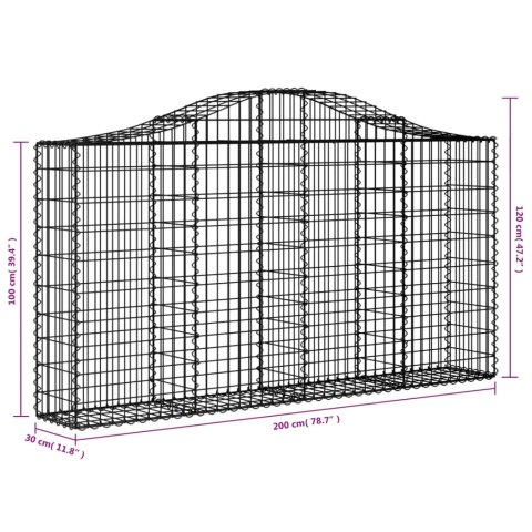 Kosze gabionowe, 20 szt, 200x30x100/120cm, galwanizowane żelazo