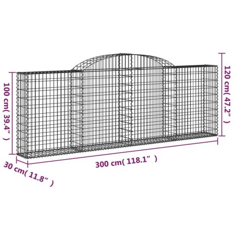 Kosze gabionowe, 25 szt, 300x30x100/120cm, galwanizowane żelazo