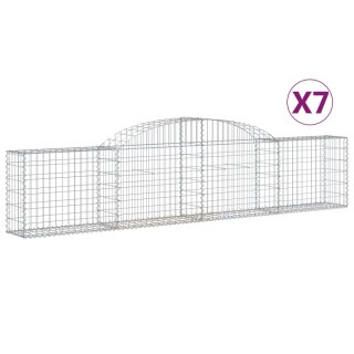 Kosze gabionowe, 7 szt., 300x30x60/80 cm, galwanizowane żelazo
