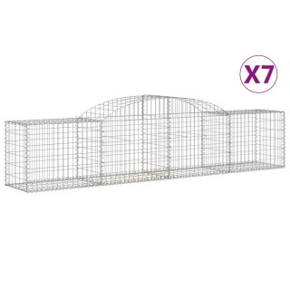 Kosze gabionowe, 7 szt., 300x50x60/80 cm, galwanizowane żelazo