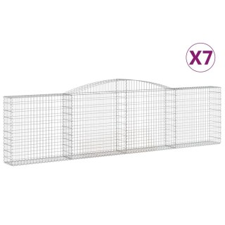 Kosze gabionowe, 7 szt, 400x30x100/120 cm, galwanizowane żelazo