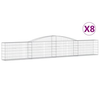 Kosze gabionowe, 8 szt, 400x30x60/80 cm, galwanizowane żelazo