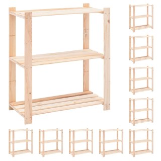 VidaXL Regały z 3 półkami, 10 szt., 80x38x90 cm, sosna, 150 kg