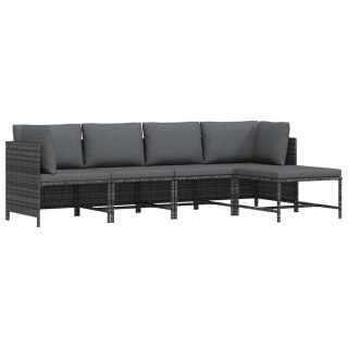 VidaXL 4-cz. zestaw wypoczynkowy do ogrodu, poduszki, rattan PE, szary
