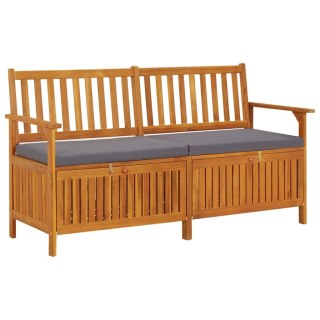 VidaXL Ławka ze schowkiem i poduszką, 148 cm, drewno akacjowe