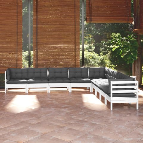 9-cz. zestaw wypoczynkowy do ogrodu, poduszki, biała sosna