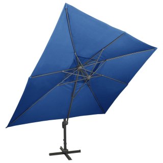 Parasol wiszący z podwójną czaszą, 400x300 cm, niebieski