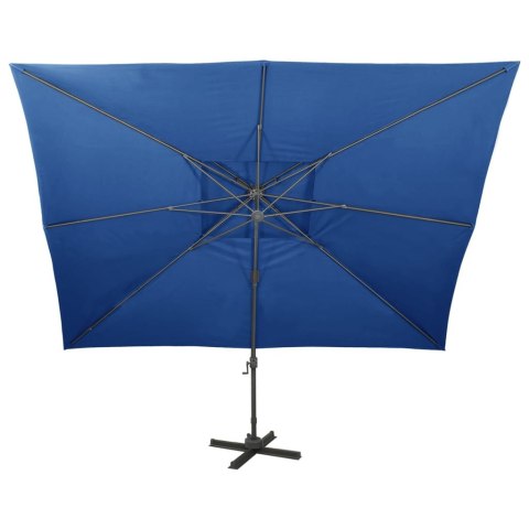 Parasol wiszący z podwójną czaszą, 400x300 cm, niebieski