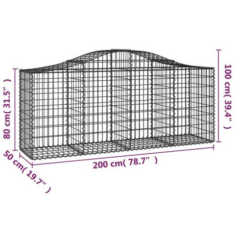 Kosze gabionowe, 11 szt, 200x50x80/100 cm, galwanizowane żelazo