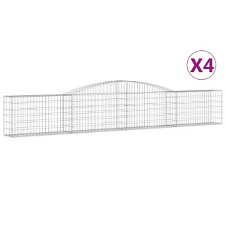 Kosze gabionowe, 4 szt, 400x30x60/80 cm, galwanizowane żelazo
