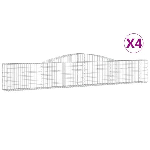 Kosze gabionowe, 4 szt, 400x30x60/80 cm, galwanizowane żelazo