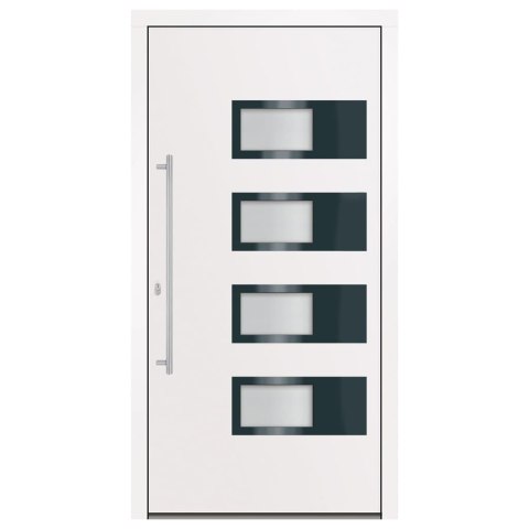 Drzwi wejściowe, białe, 110x210 cm, aluminium i PVC