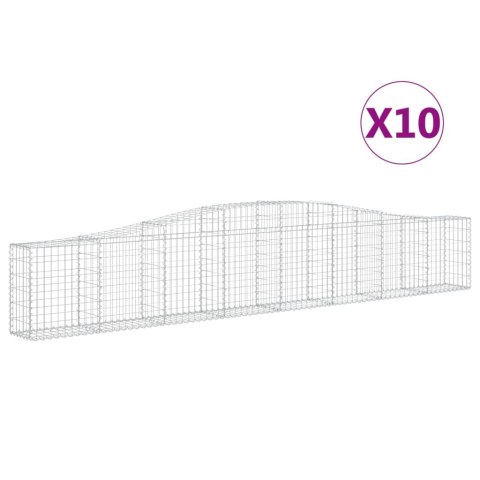 Kosze gabionowe, 10 szt, 400x30x60/80 cm, galwanizowane żelazo