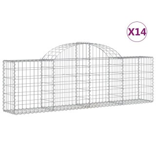Kosze gabionowe, 14 szt, 200x30x60/80 cm, galwanizowane żelazo